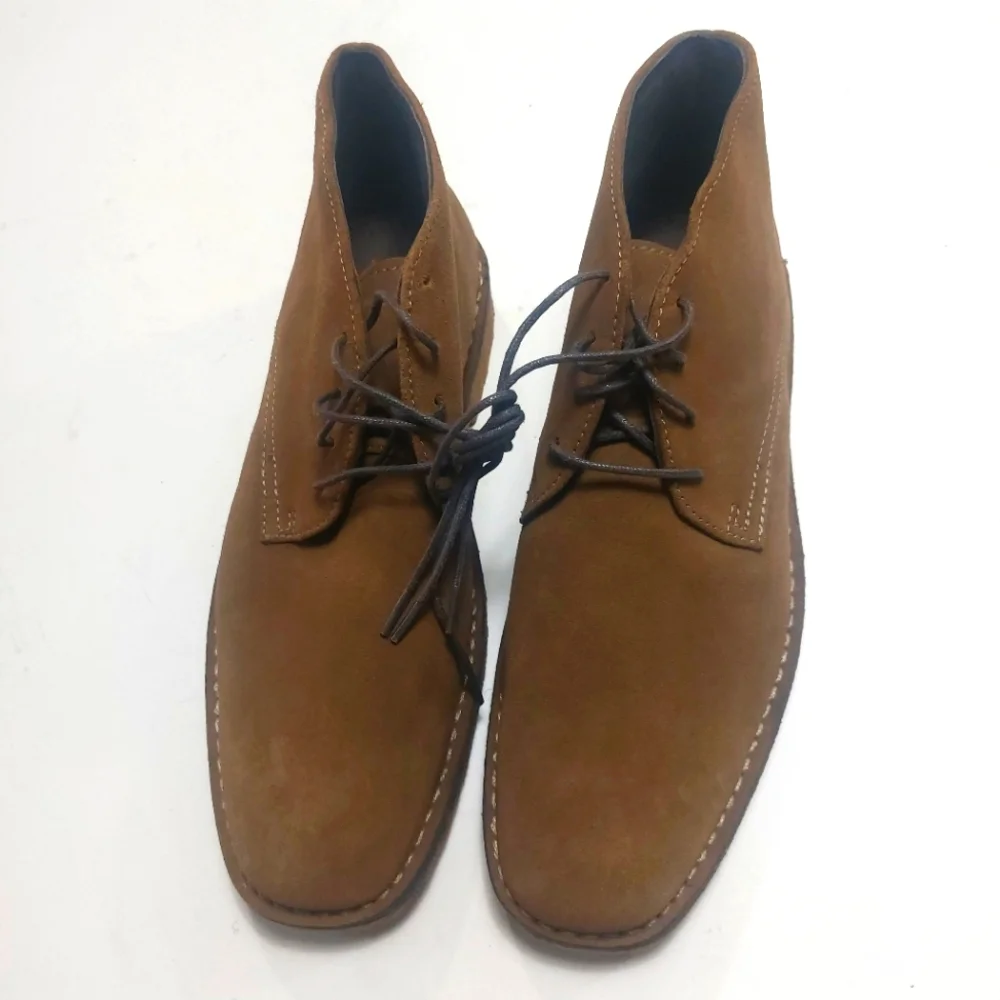 JOHNSTON & MURPHY Runnell Chukka Camel Brown Sheep Skin Shoes Size 8.5M